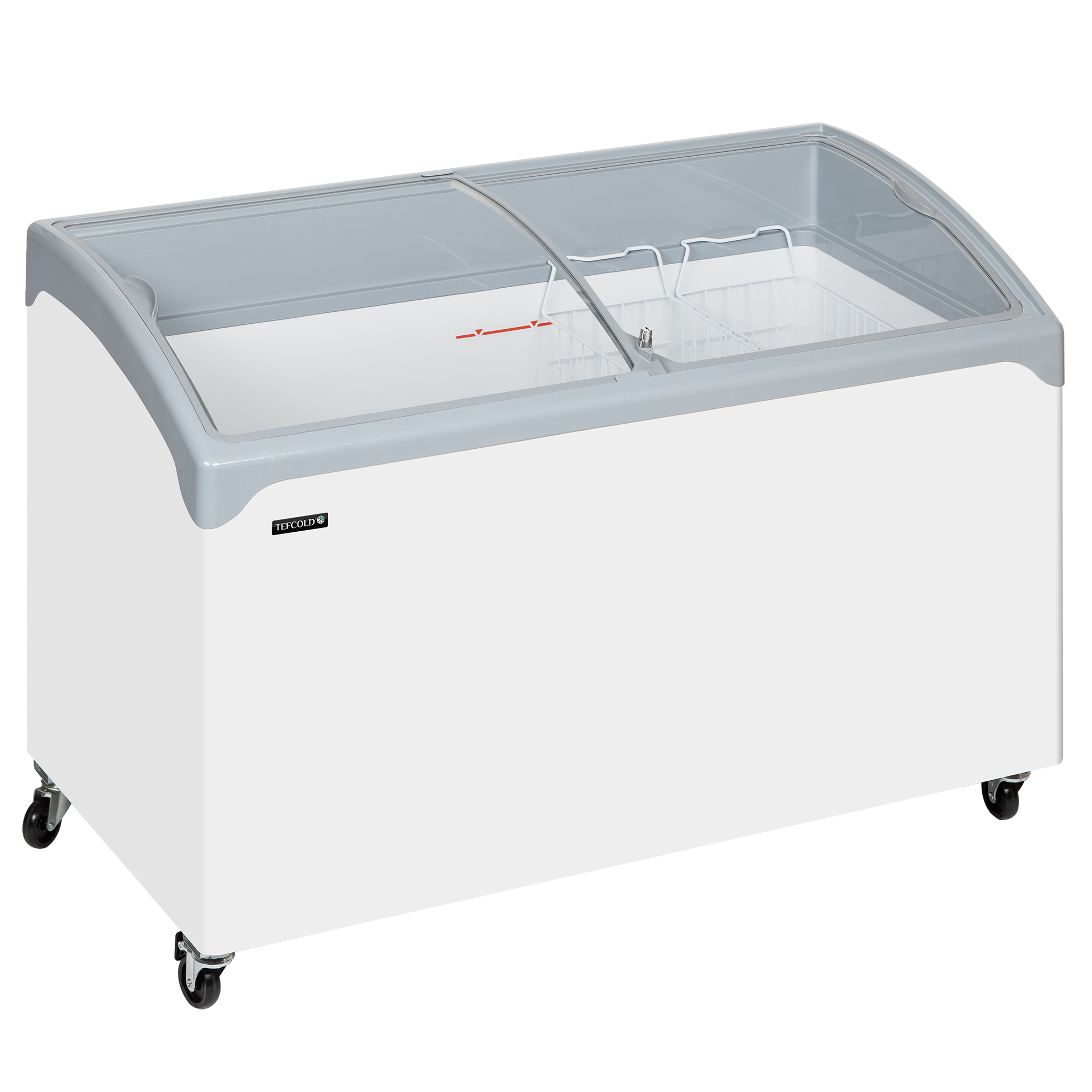 TEFCOLD NIC400SCEB LED Sliding Curved Glass Lid Chest Freezer White