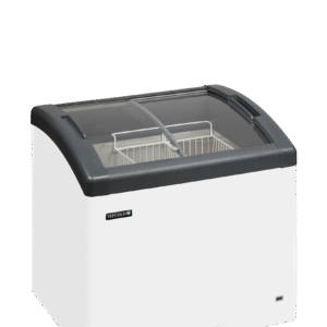 Elcold FOCUS 73 GREY  Sliding Curved Glass Lid Chest Freezer White, Grey