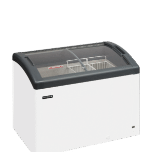 Elcold FOCUS 106 GREY Sliding Curved Glass Lid Chest Freezer White, Grey